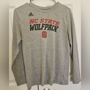 Adidas, NC State Wolfpack long sleeve T shirt, Youth L,  grey/red/black